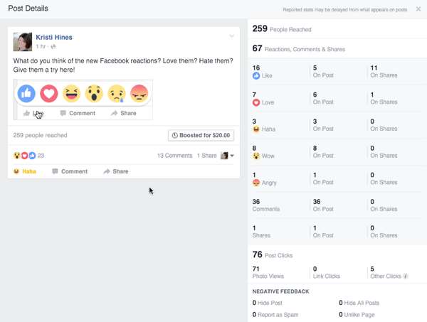 „Facebook“ reakcijos įtraukimas iš žinutės