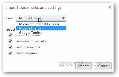Žymių perkėlimas „Firefox 8“