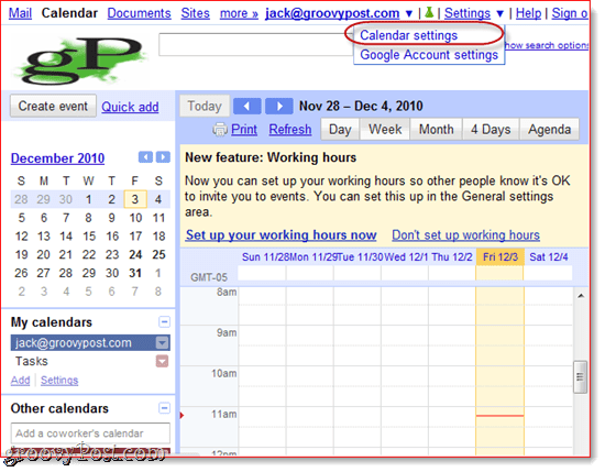 Sinchronizuokite „Google“ kalendorių su „Outlook 2010“