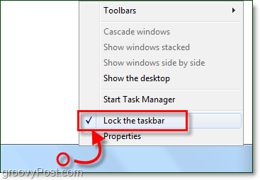 kaip užrakinti užduočių juostą Windows 7