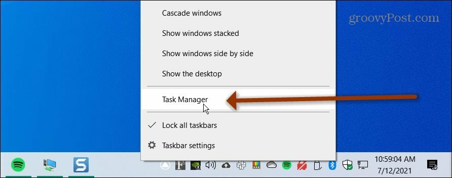 „Windows 10“ užduočių tvarkyklė