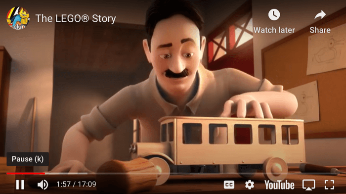 ekrano kopija iš „lego story youtube“ vaizdo įrašo pažymint 1:57