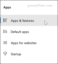 „Windows Apps“ ir funkcijų parinkčių meniu