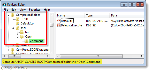 komandų failo plėtinio registro raktas