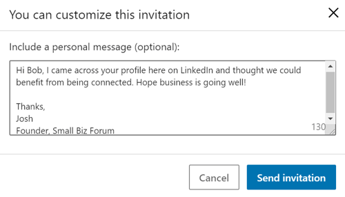 Tinkinkite „LinkedIn Messages“, 4 žingsnis.