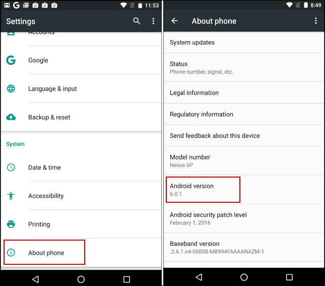 „Android 6“ zefyro nustatymai