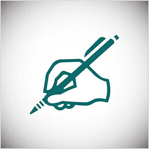 Tai yra pieštuko linijos iliustracija, kai ranka rašoma pieštuku. Sethas Godinas kasdien rašo savo tinklaraštyje.
