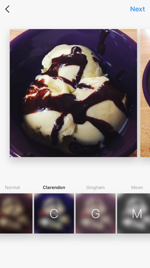 Galite pritaikyti filtrus ir redaguoti vaizdą atskirai, lygiai taip pat, kaip tai darytumėte įprastu vieno vaizdo „Instagram“ įrašu.