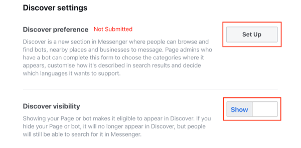 Pateikite „Facebook Messenger Discover“ skirtuko lape, 2 žingsnis.