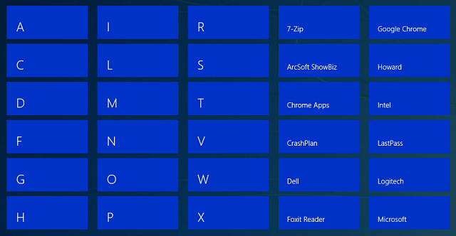 „Windows 10“: Raskite programas iš pirmojo laiško iš meniu Pradėti