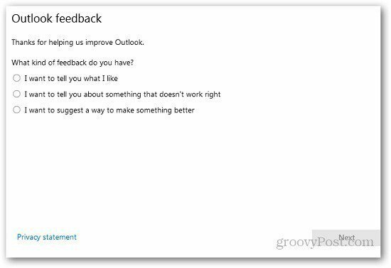Kaip siųsti atsiliepimus apie „Outlook.com“ „Microsoft“