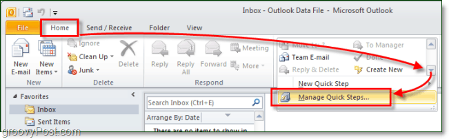 Kaip sukurti pasirinktinius greituosius veiksmus „Outlook 2010“