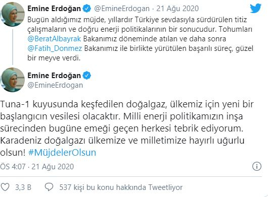 Emine Erdogan dalijimasis
