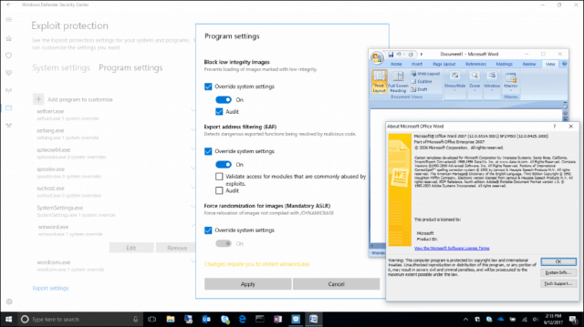 Išnaudokite „Windows 10“ apsaugą