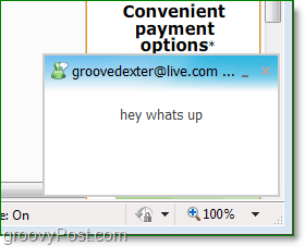 kur rasti „Windows Live Messenger“ iššokančiuosius langus, kai naudojamos žiniatinklio naršyklės žinutės