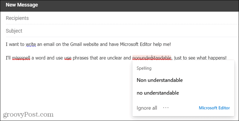„Microsoft“ redaktorius „Gmail“ naudojant „Edge“ plėtinį
