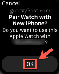 apple watch patvirtinkite susiejimą