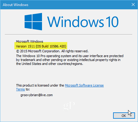 „Windows 10“ 10586–420