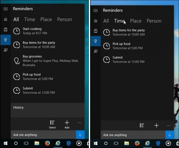 „Windows 10“ „Cortana“ priminimas