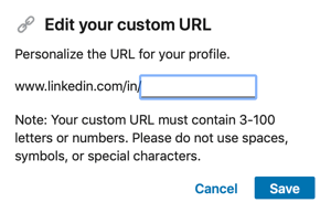 Redaguokite „LinkedIn“ URL, 2 veiksmas.