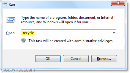 paleiskite šiukšliadėžę „Windows 7“