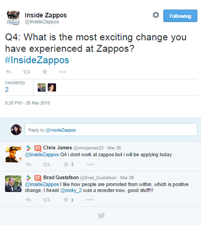 zappos #insidezappos „Twitter“ pokalbis
