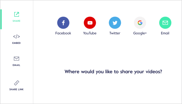 Bendrinkite savo vaizdo įrašą socialiniuose tinkluose, sugeneruokite bendrinamą nuorodą, siųskite jį el. Paštu arba įdėkite į savo svetainę.