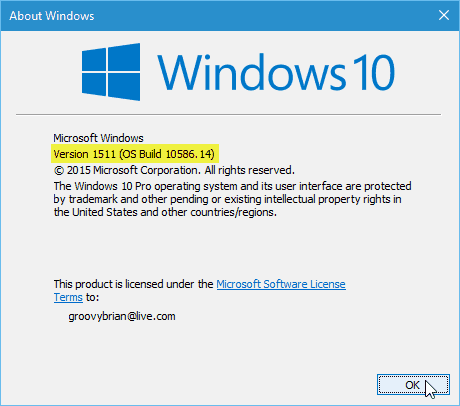 „Windows 10“ atnaujinimo versija