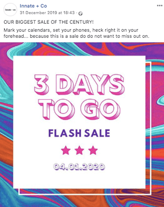 „Facebook“ skaičiavimo „flash“ pardavimo pavyzdys