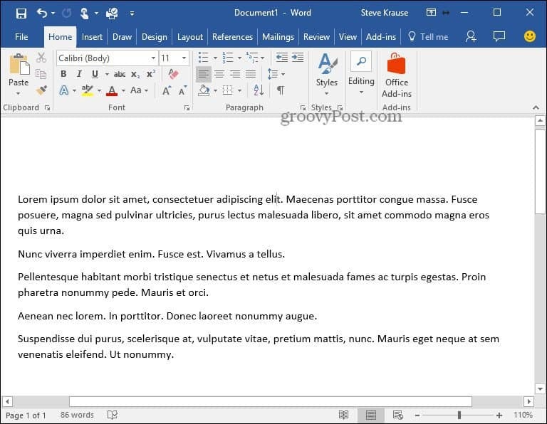 Kaip įterpti „Lorem Ipsum“ tekstą į „Microsoft Word 2010“ ir 2007