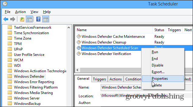 Kaip suplanuoti „Windows Defender“ automatiniam nuskaitymui sistemoje „Windows 8.1“