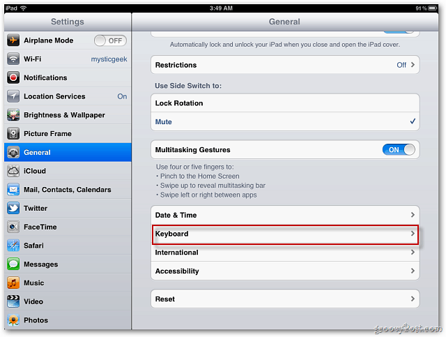 „Apple iOS 5“: įgalinkite jaustukų klaviatūrą