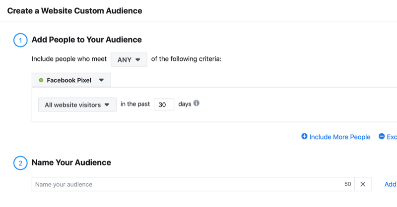 sukurti „Facebook“ svetainės pasirinktinę auditoriją