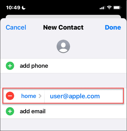 Apple ID kontaktų sąraše