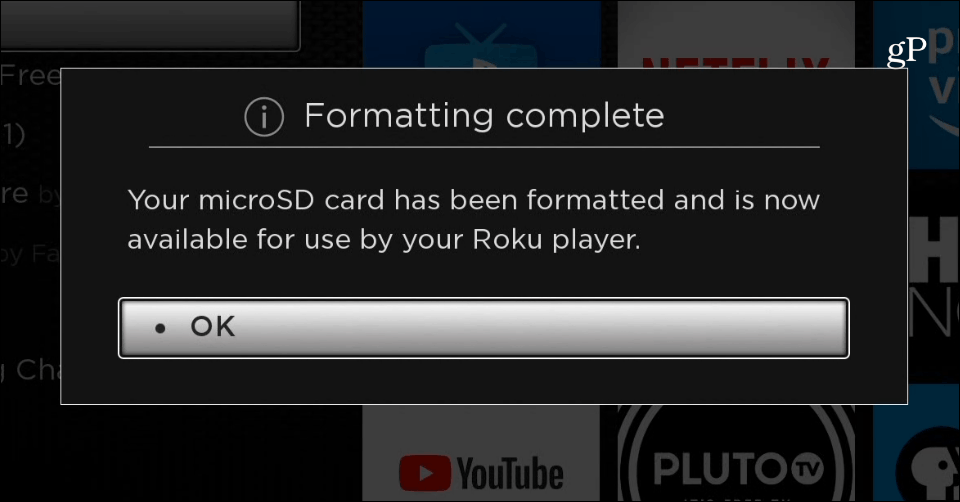 Formatuokite „microSD“ kortelę „Roku Ultra Complete“