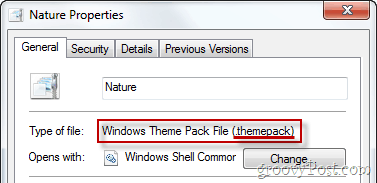 „Windows“ temos paketo failo ypatybės