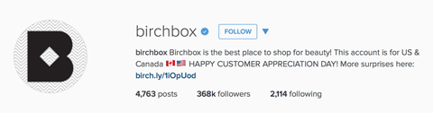 berchbox instagram profile bio