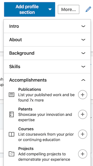 pridėti „LinkedIn“ profilio skiltis