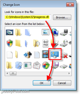 „Windows 7“ ekrano kopija - kaip rasti „Windows 7“ numatytąsias piktogramas