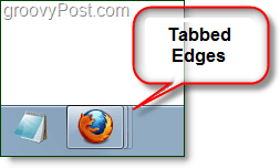 „Firefox“ piktogramos, esančios užduočių juostoje, briaunoti arba pažymėti skirtukais