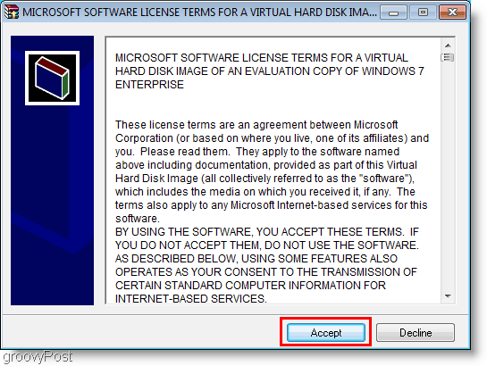 „Windows 7 VHD“ diegimo licencija