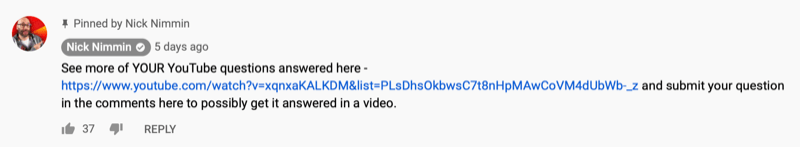 prisegtas „youtube“ vaizdo įrašo komentaras, kurį paskelbė Nickas nimminas, pasidalindamas kitu „YouTube“ vaizdo įrašu, kuris gali būti jo auditorija