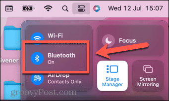 „Mac“ valdymo centras „Bluetooth“.
