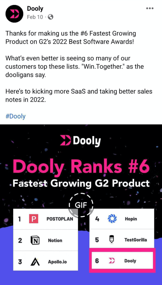 Dooly Facebook įrašo vaizdas su GIF