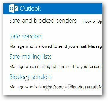 „Outlook“ užblokuotas 3 sąrašas