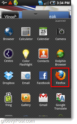 „Firefox“ iš programų stalčių