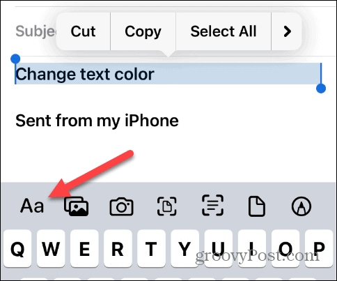Pakeiskite teksto spalvą iPhone