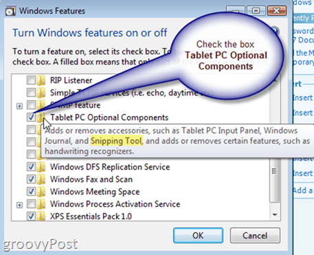 Įjungti arba įdiegti „Windows Vista“ šnipinėjimo įrankį