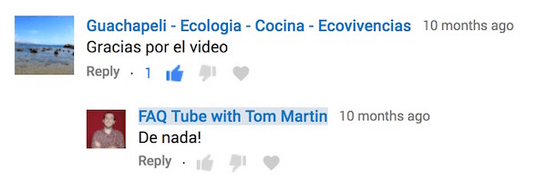Atsakykite į „YouTube“ komentarus komentatoriaus kalba.