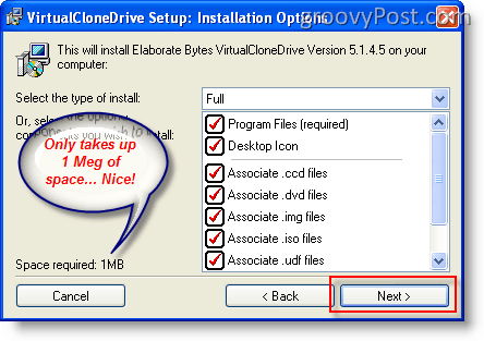 Įdėkite ISO atvaizdą į „Windows XP“